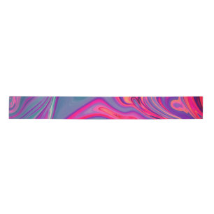 Trendy Bright Blauw Roze Groen Abstract Patroon Satijnen Lint