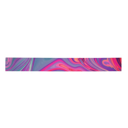 Trendy Bright Blauw Roze Groen Abstract Patroon Satijnen Lint (Voorkant)