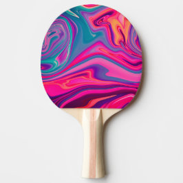 Trendy Bright Blauw Roze Groen Abstract Patroon Tafeltennisbatje