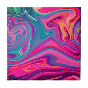Trendy Bright Blauw Roze Groen Abstract Patroon Tegeltje
