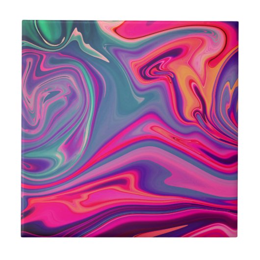 Trendy Bright Blauw Roze Groen Abstract Patroon Tegeltje (Voorkant)
