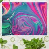 Trendy Bright Blauw Roze Groen Abstract Patroon Theedoek (Gevouwen)