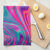 Trendy Bright Blauw Roze Groen Abstract Patroon Theedoek (Quarter Fold)