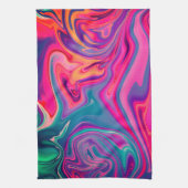 Trendy Bright Blauw Roze Groen Abstract Patroon Theedoek (Verticaal)