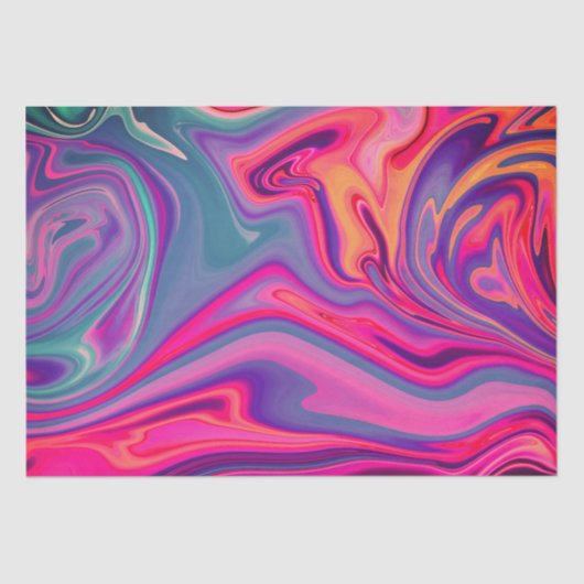 Trendy Bright Blauw Roze Groen Abstract Patroon Tissuepapier (Voorkant)