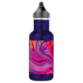 Trendy Bright Blauw Roze Groen Abstract Patroon Waterfles (Rechts)