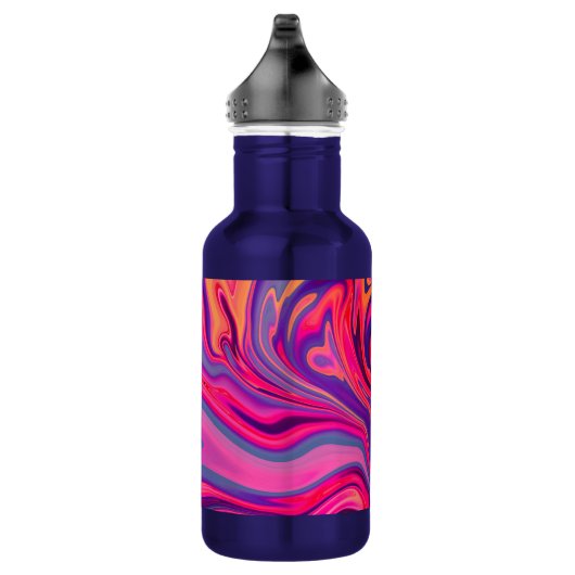 Trendy Bright Blauw Roze Groen Abstract Patroon Waterfles (Rechts)