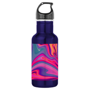 Trendy Bright Blauw Roze Groen Abstract Patroon Waterfles