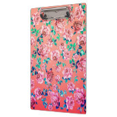 Trendy Bright Girly Pink Floral Monogram Klembord (Links)