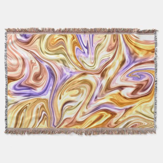 Trendy Bright Gold Paarse golven Abstract Patroon Deken (Voorkant)
