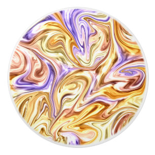 Trendy Bright Gold Paarse golven Abstract Patroon Keramische Knop