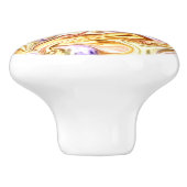 Trendy Bright Gold Paarse golven Abstract Patroon Keramische Knop (Zijkant)