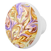 Trendy Bright Gold Paarse golven Abstract Patroon Keramische Knop (Rechts)