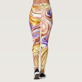 Trendy Bright Gold Paarse golven Abstract Patroon Leggings (Achterkant)