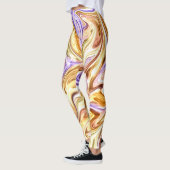Trendy Bright Gold Paarse golven Abstract Patroon Leggings (Links)