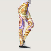 Trendy Bright Gold Paarse golven Abstract Patroon Leggings (Rechts)