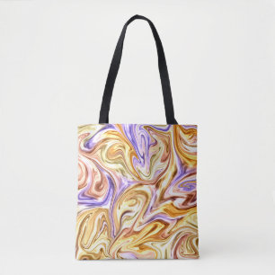 Trendy Bright Gold Paarse golven Abstract Patroon Tote Bag