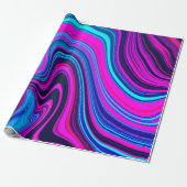 Trendy Bright Neon Paarse Roze Abstract Pattern Cadeaupapier (Uitgerold)