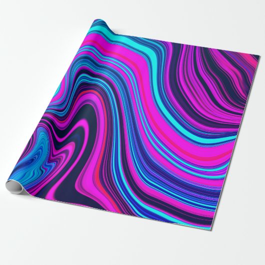 Trendy Bright Neon Paarse Roze Abstract Pattern Cadeaupapier (Uitgerold)