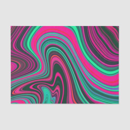 Trendy Bright Neon Roze Groen Abstract Patroon Tissuepapier (Voorkant)