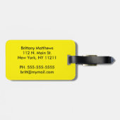 Trendy Bright Neon Yellow & Black Monogram Bagagelabel (Achterkant horizontaal)