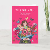 Trendy Bright Pink Vrijgezellenfeest Bedankkaart (Voorkant)