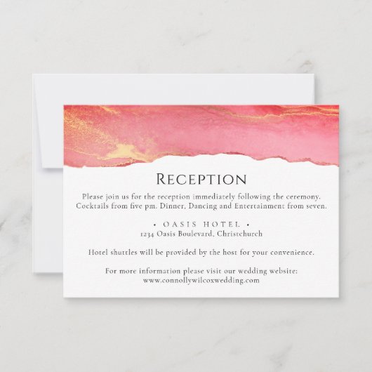 Trendy Bright Pink Wedding Information Kaart (Voorkant)