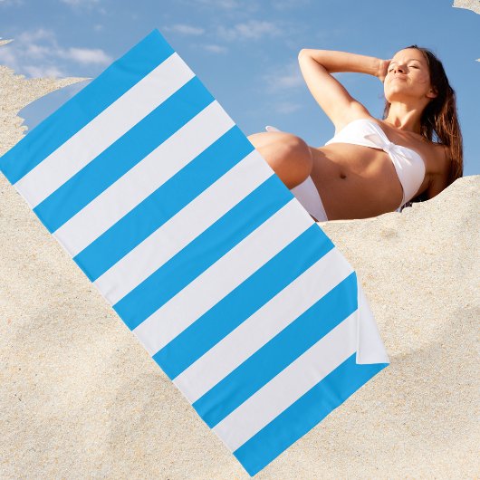 Trendy Bright Summer Cerulean Blue Stripes Strandlaken
