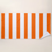 Trendy Bright Summer Hot Oranje Horizontale Stripe Strandlaken (Voorkant)
