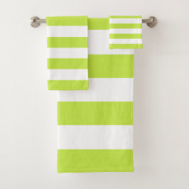 Trendy Bright Summer Lime Green Stripes Bad Handdoek