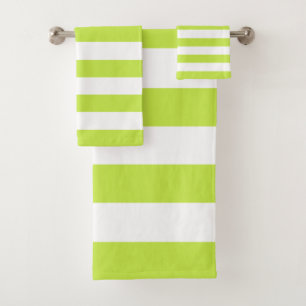 Trendy Bright Summer Lime Green Stripes Bad Handdoek