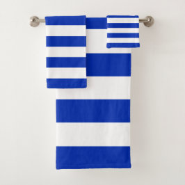 Trendy Bright Summer Primary Blue Stripes Bad Handdoek