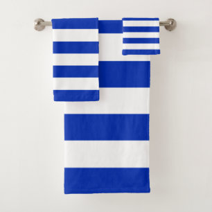 Trendy Bright Summer Primary Blue Stripes Bad Handdoek