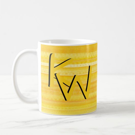 Trendy Bright Sunshine Yellow Pattern Monogram Koffiemok (Links)