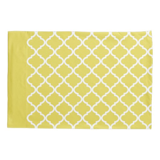 Trendy Bright Yellow Moraccan Quatrefoil Pattern Kussensloop (Achterkant)