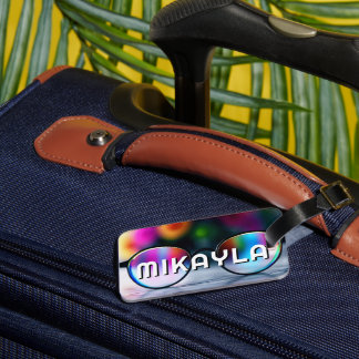 Trendy brillen en bloemen bagagelabel