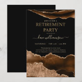 Trendy Brown Agaat Edelsteen Pensioen Party Invi Kaart (Voorkant / Achterkant)