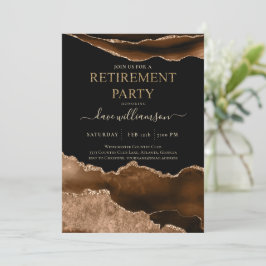 Trendy Brown Agaat Edelsteen Pensioen Party Invi Kaart