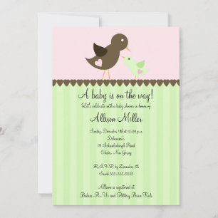 Trendy Brown Baby Bird met Mam Baby shower Kaart