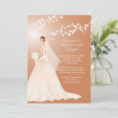 Trendy Brown BRUNETTE Bride Vrijgezellenfeest Invi Kaart (Staand voorkant)