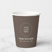 Trendy Brown Business Logo Modern Minimal Papercup Papieren Bekers (Achterkant)