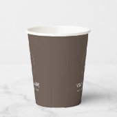Trendy Brown Business Logo Modern Minimal Papercup Papieren Bekers (Links)