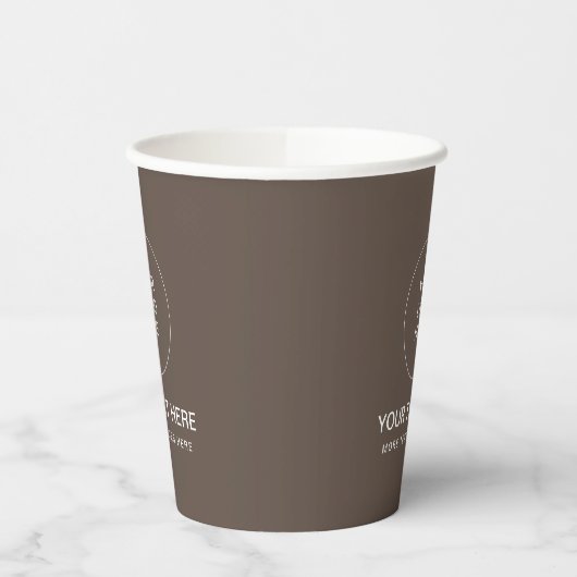 Trendy Brown Business Logo Modern Minimal Papercup Papieren Bekers (Links)
