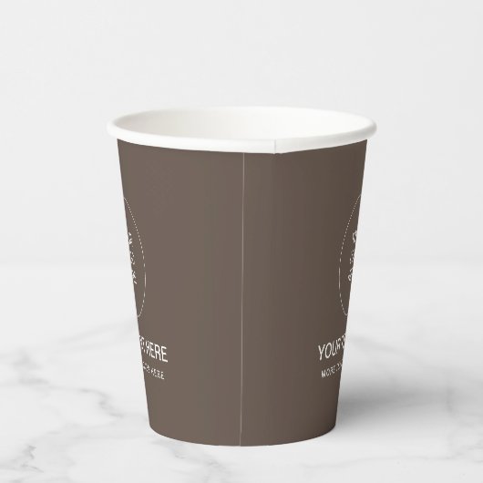 Trendy Brown Business Logo Modern Minimal Papercup Papieren Bekers (Rechts)