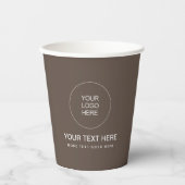 Trendy Brown Business Logo Modern Minimal Papercup Papieren Bekers (Voorkant)
