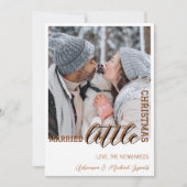 Trendy Brown Calligraphy Married Little Christmas Feestdagenkaart (Voorkant)