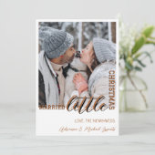 Trendy Brown Calligraphy Married Little Christmas Feestdagenkaart (Staand voorkant)
