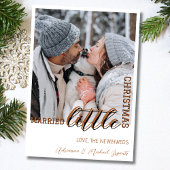 Trendy Brown Calligraphy Married Little Christmas Feestdagenkaart