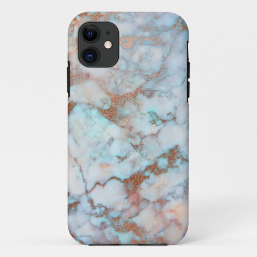 Trendy Brown en Light Blue Marble Case-Mate iPhone Case (Achterkant)