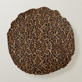 Trendy Brown Exotic Fur Pattern-luipaard Rond Kussen